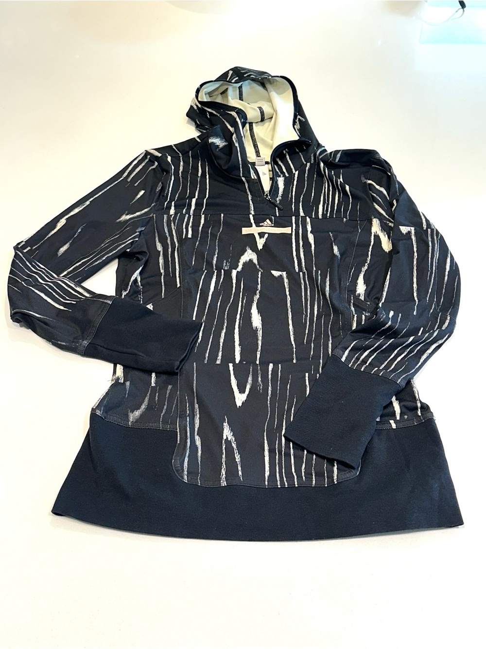Stella McCartney Adidas Black & White Patterned Hooded Pullover